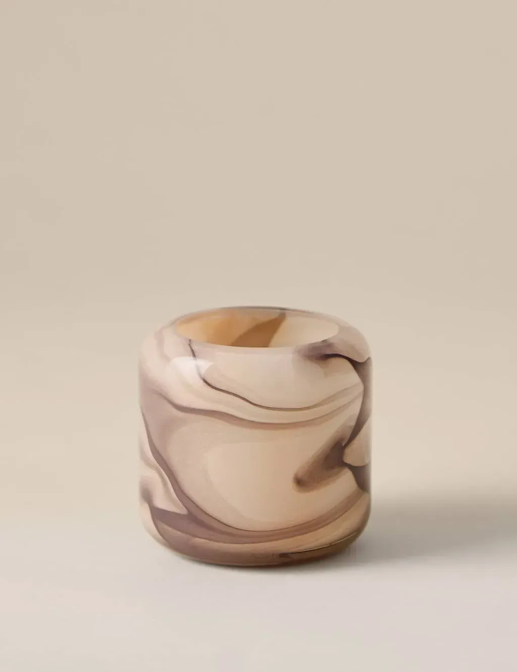 Marble Effect Glass Tealight Holder - Natural product