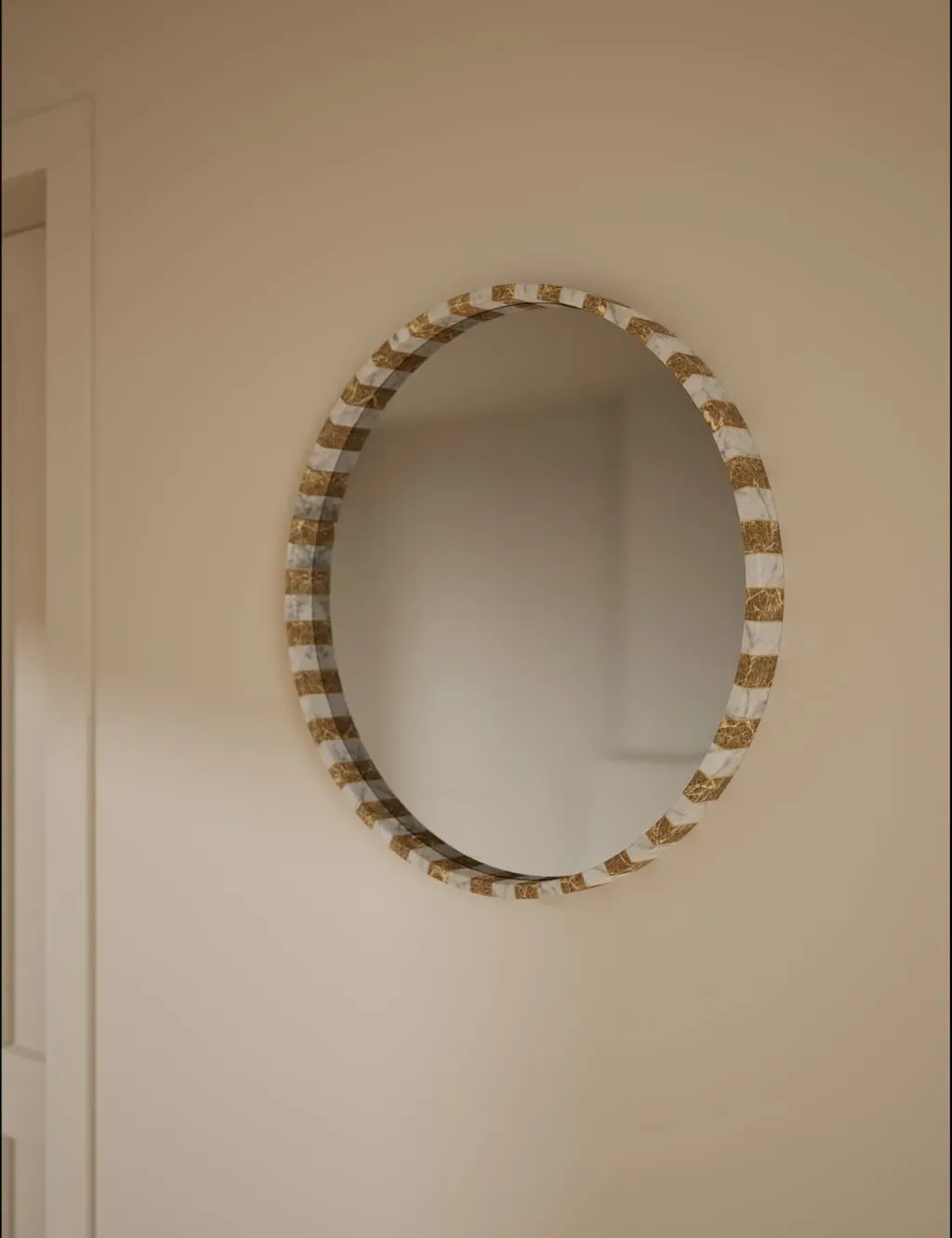 Marble Round Wall Mirror - Brown Mix product