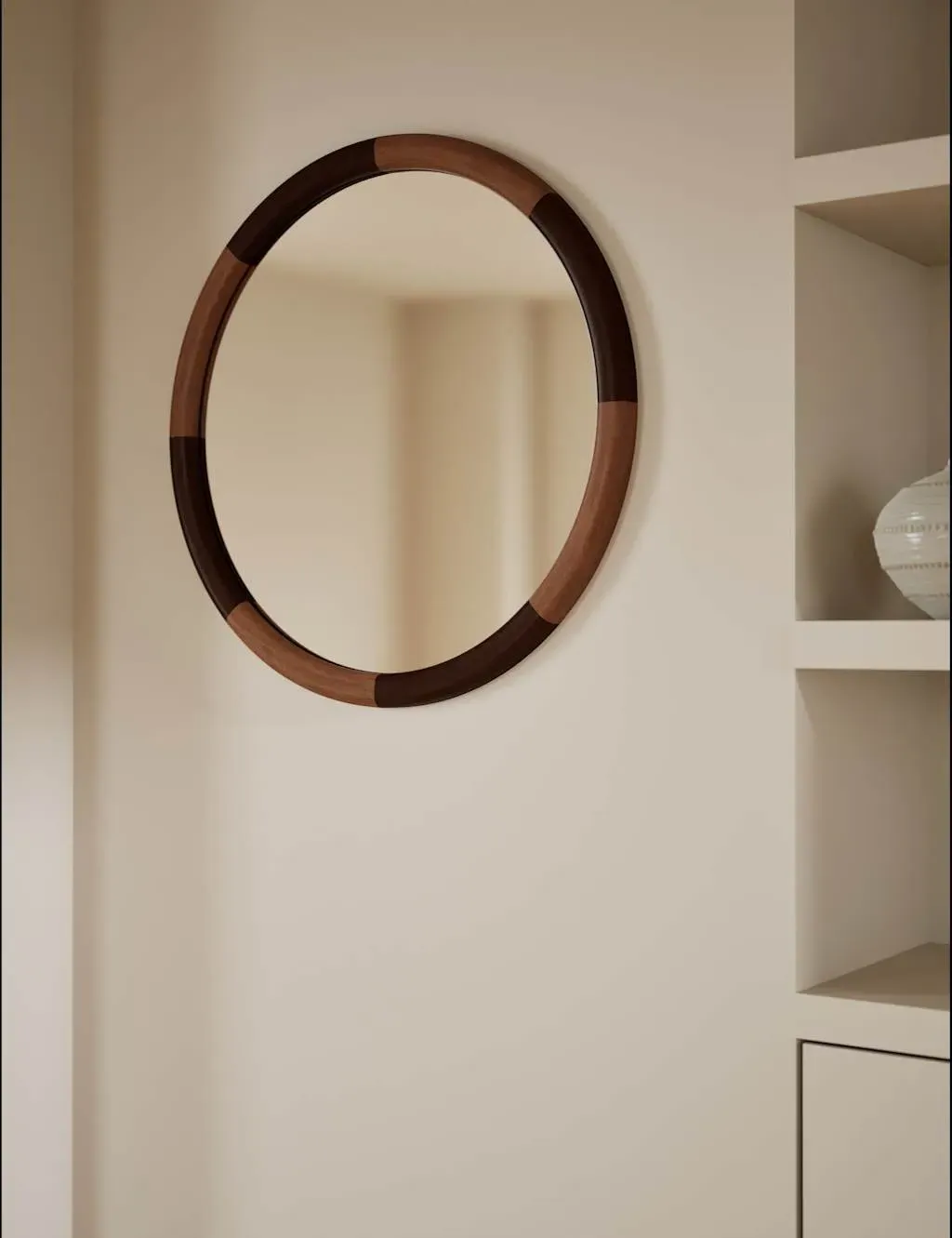 Marlowe Round Wall Mirror - Natural, Wood product