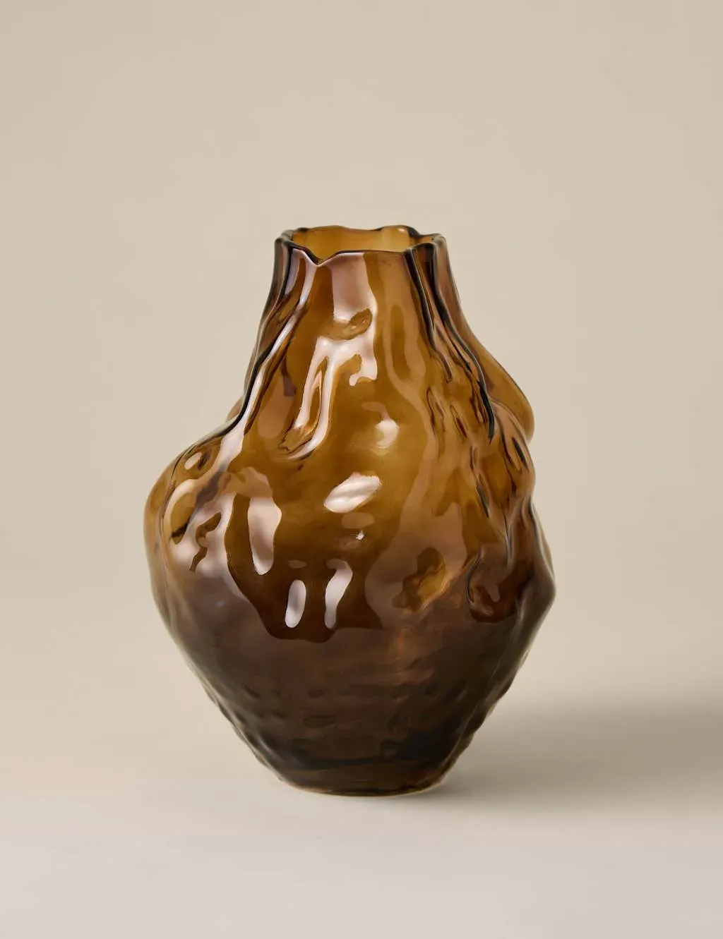 Medium Irregular Vase - Brown, Smoked Glass product