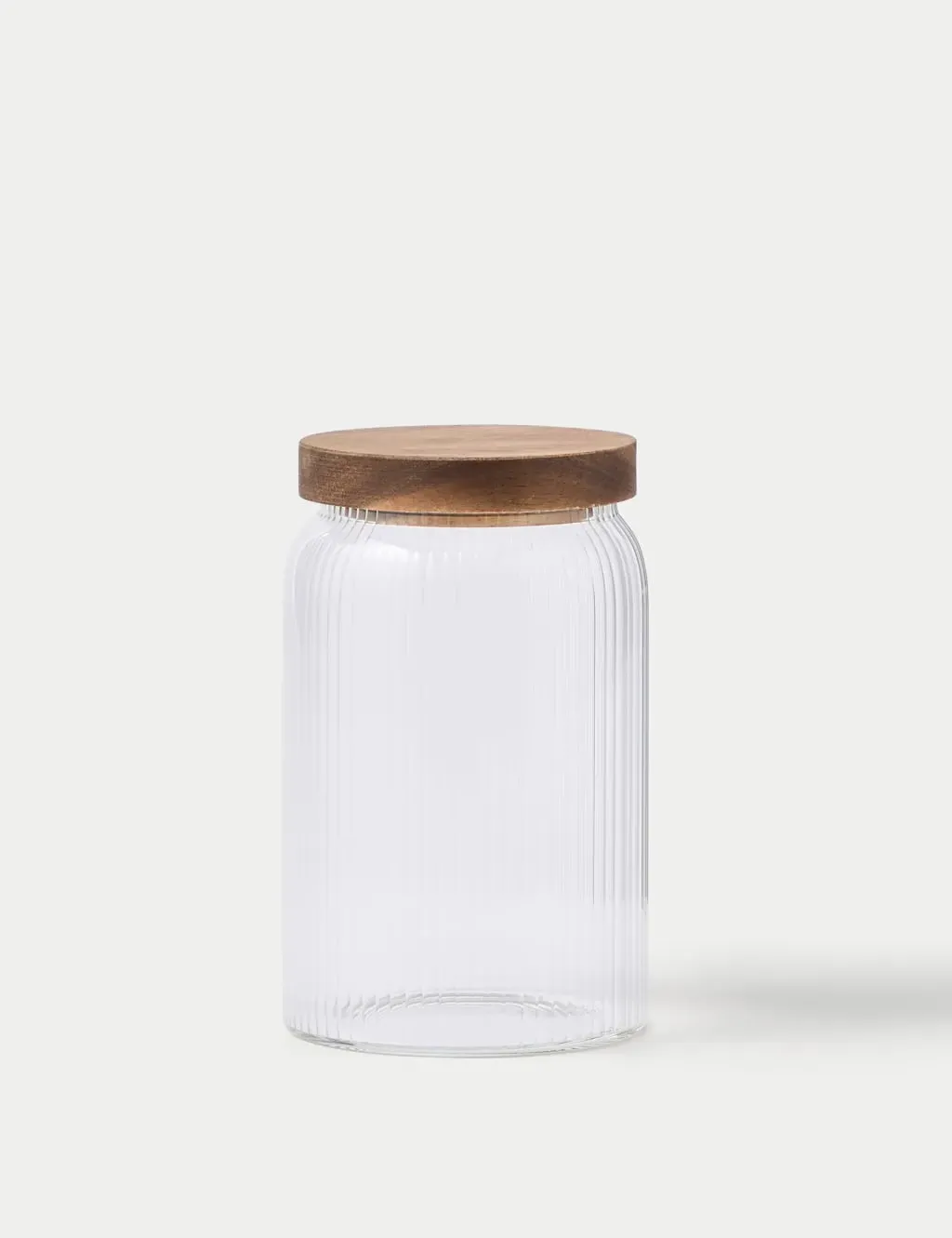 Medium Ribbed Glass Storage Jar - Wooden Lid product