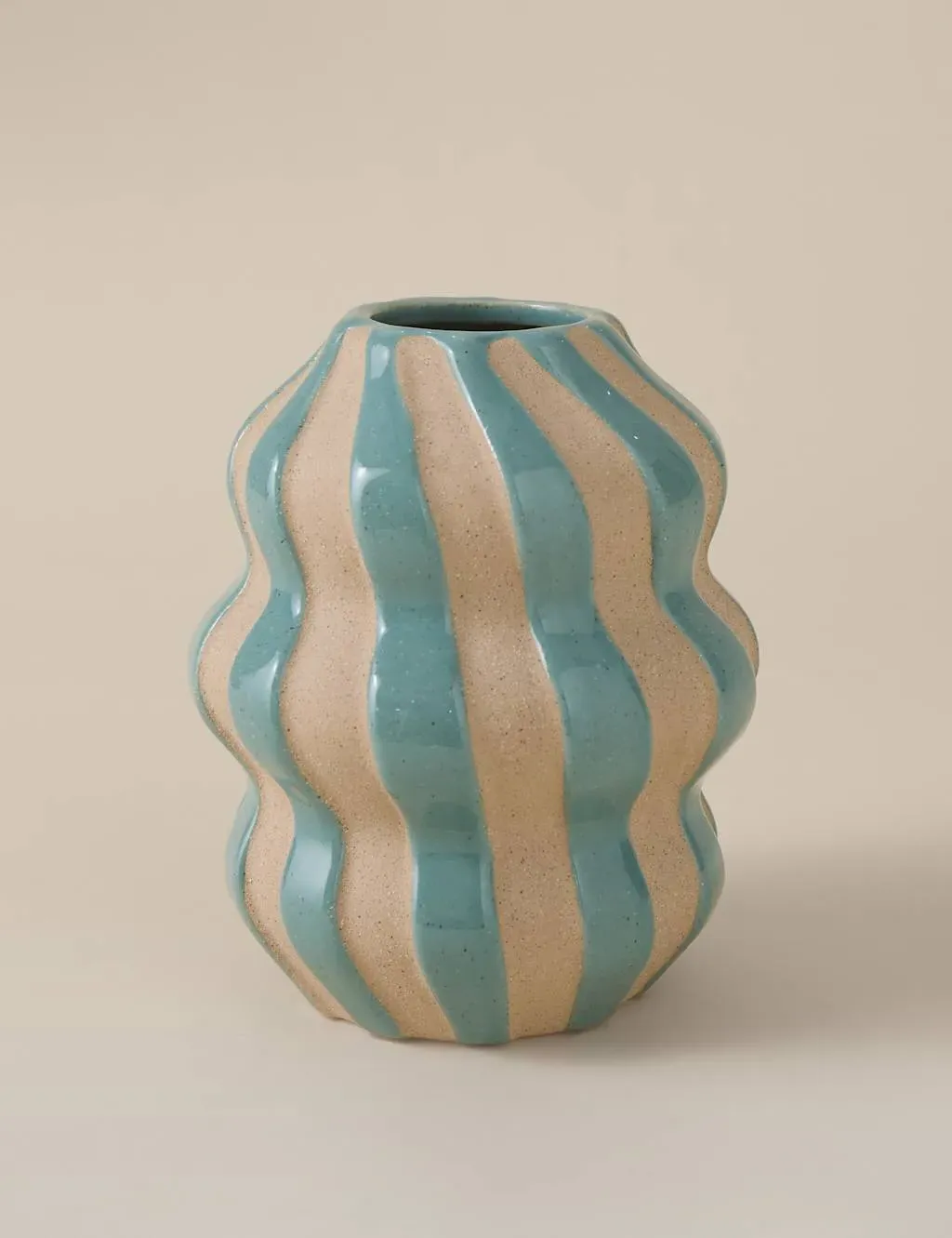 Medium Striped Ceramic Vase - Blue product