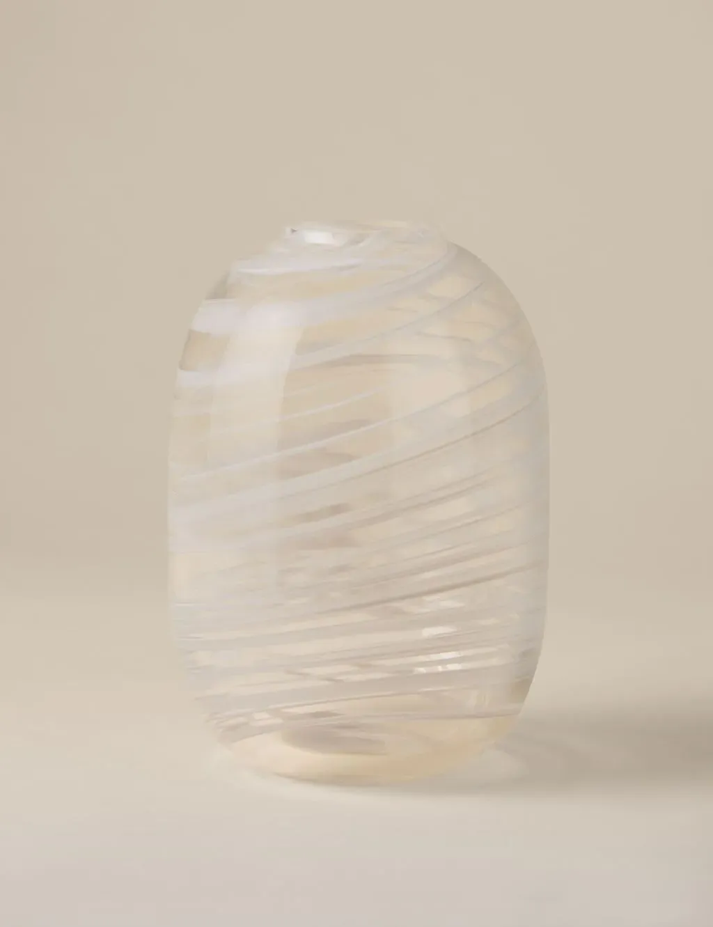 Medium Swirl Oval Vase - Beige, Glass product