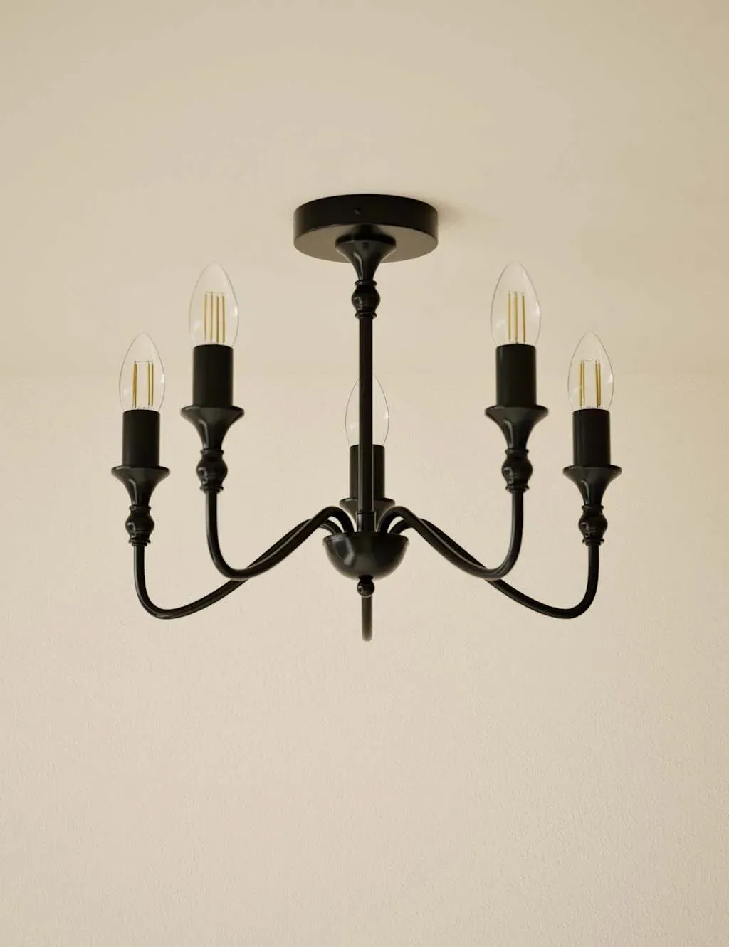 Metal 5-Light Flush Chandelier - Black product