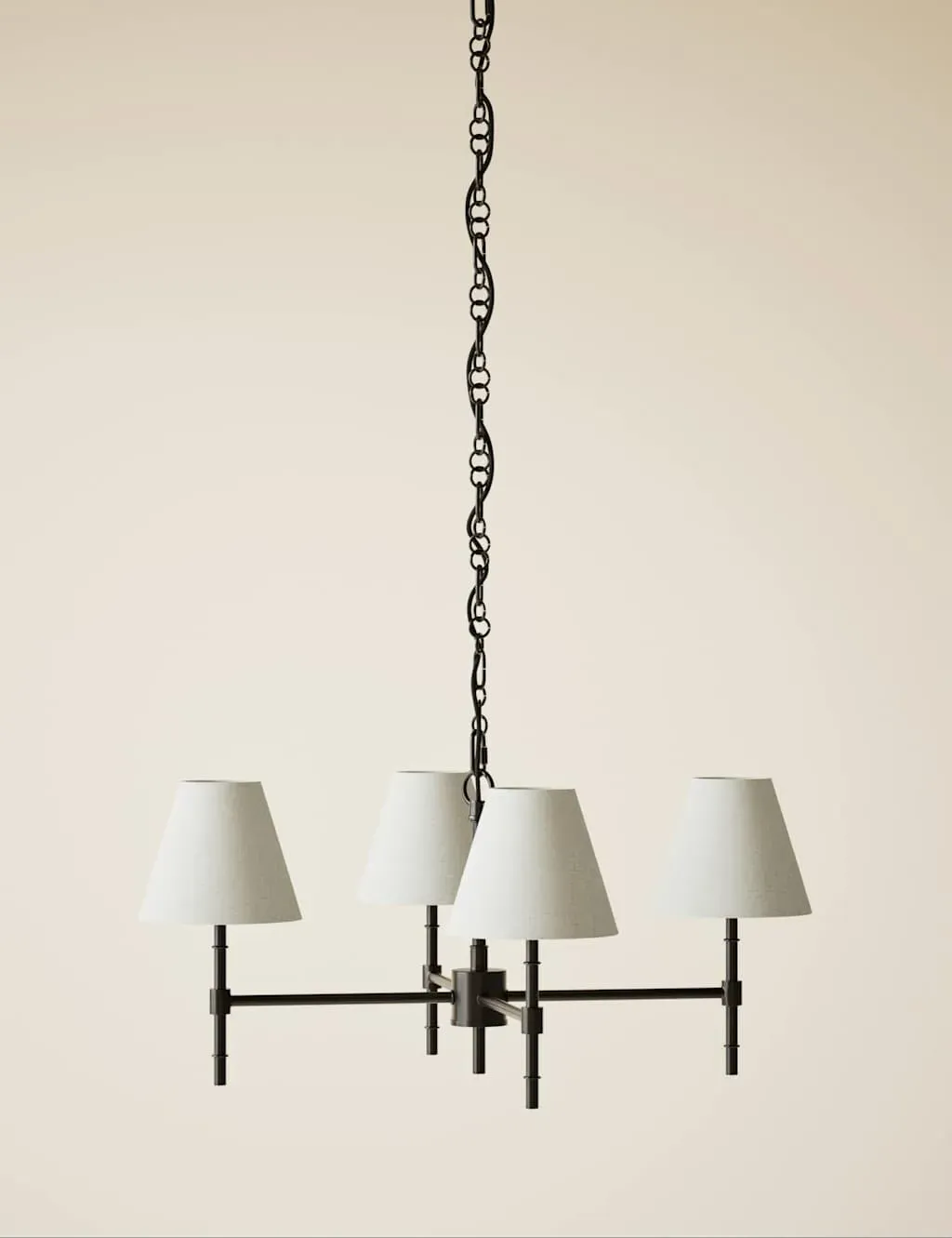 Metal Ribbed Multi-Shade Chandelier - Black product