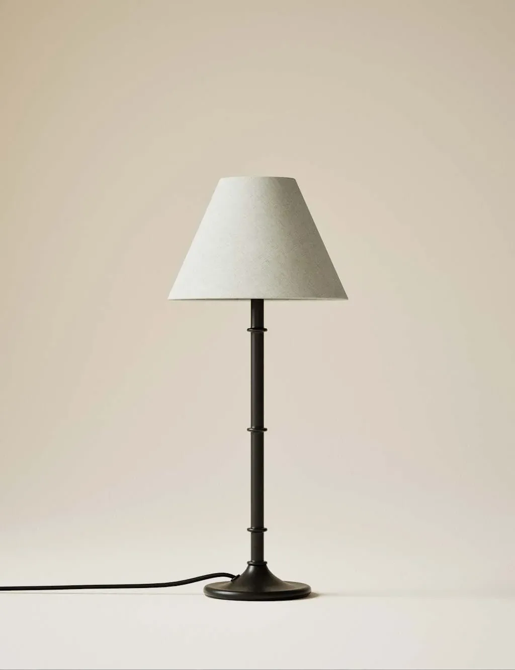 Metal Ribbed Table Lamp - Black product