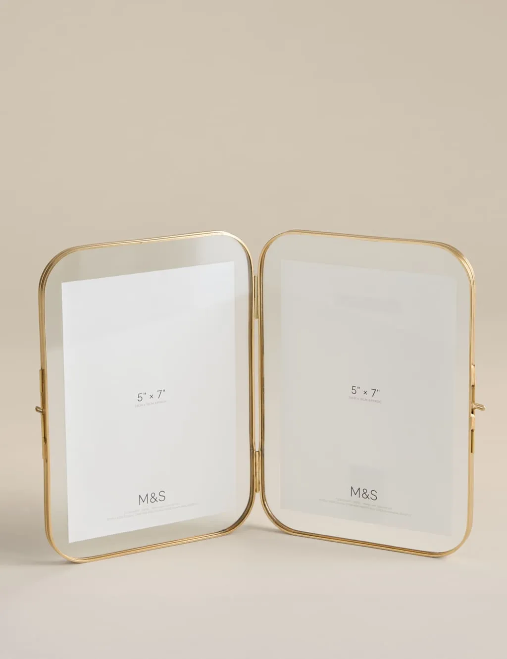 Metal Rounded Double Photo Frame 5x7 inch - Gold product