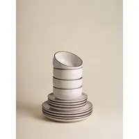 Michigan Rim 12-Piece Dinner Set - Natural, Stoneware alternate view