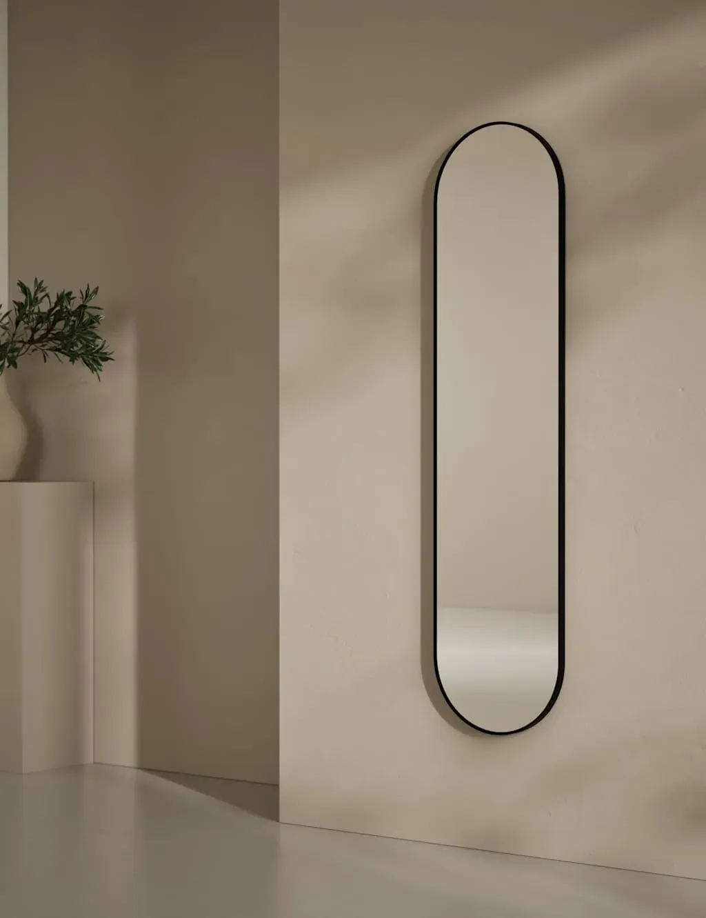 Milan Pill Shape Wall Mirror - Black, Metal product