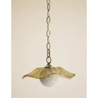 Ombré Glass Flower Pendant Light - Antique Brass alternate view