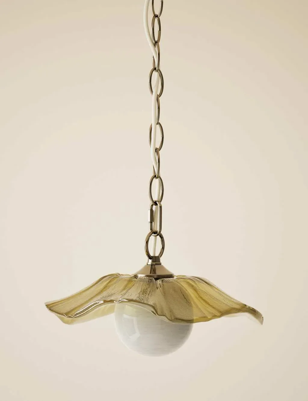 Ombré Glass Flower Pendant Light - Antique Brass product