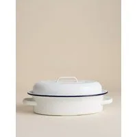 Oval Enamel Roaster with Lid - Dark Blue alternate view