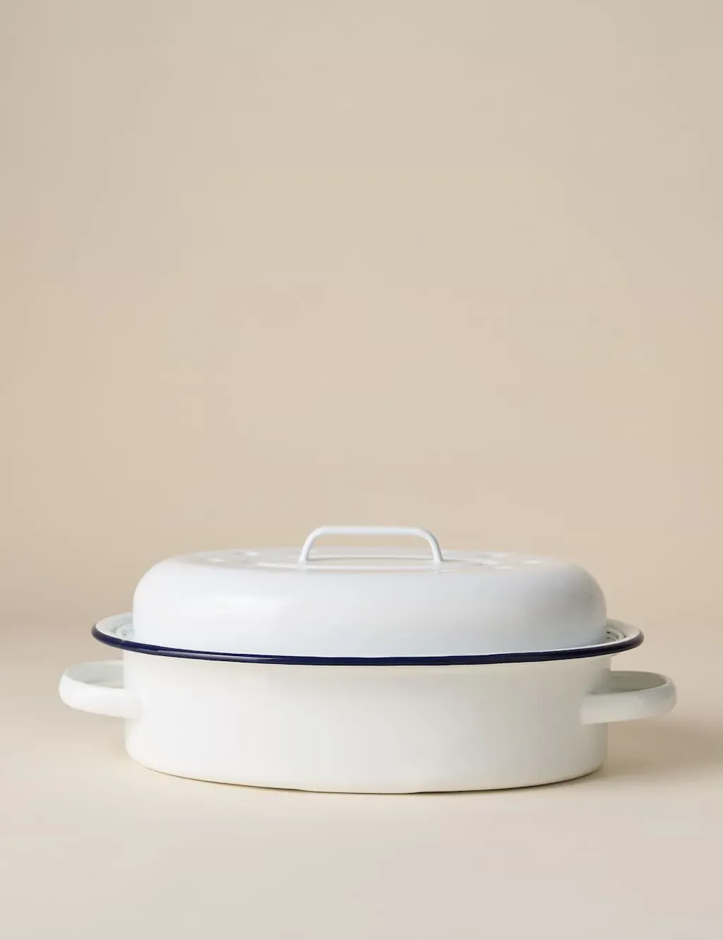 Oval Enamel Roaster with Lid - Dark Blue product