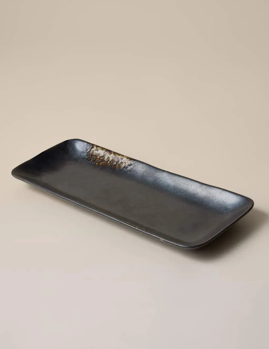 Oxidized Stoneware Rectangular Platter - Brown product
