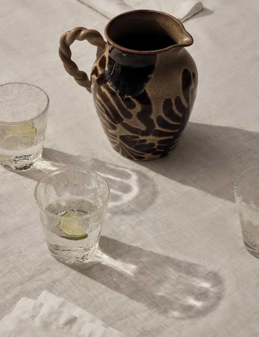 Painterly Jug with Twisted Handle - Natural, Stoneware product