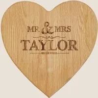 Personalised Mr & Mrs Heart Chopping Board - Oak alternate view