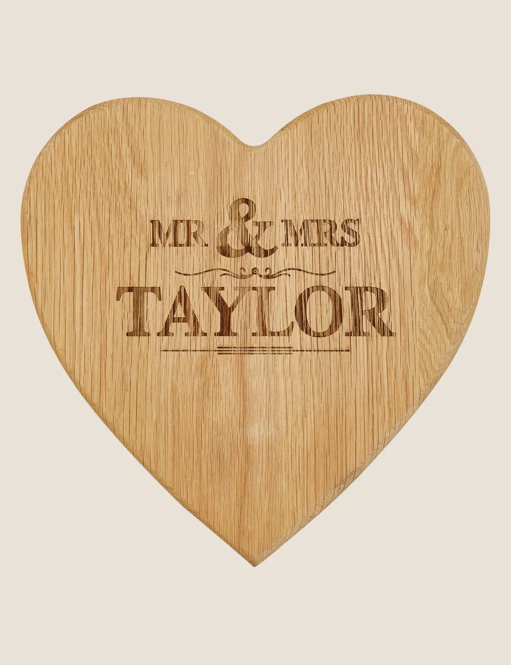Personalised Mr & Mrs Heart Chopping Board - Oak product