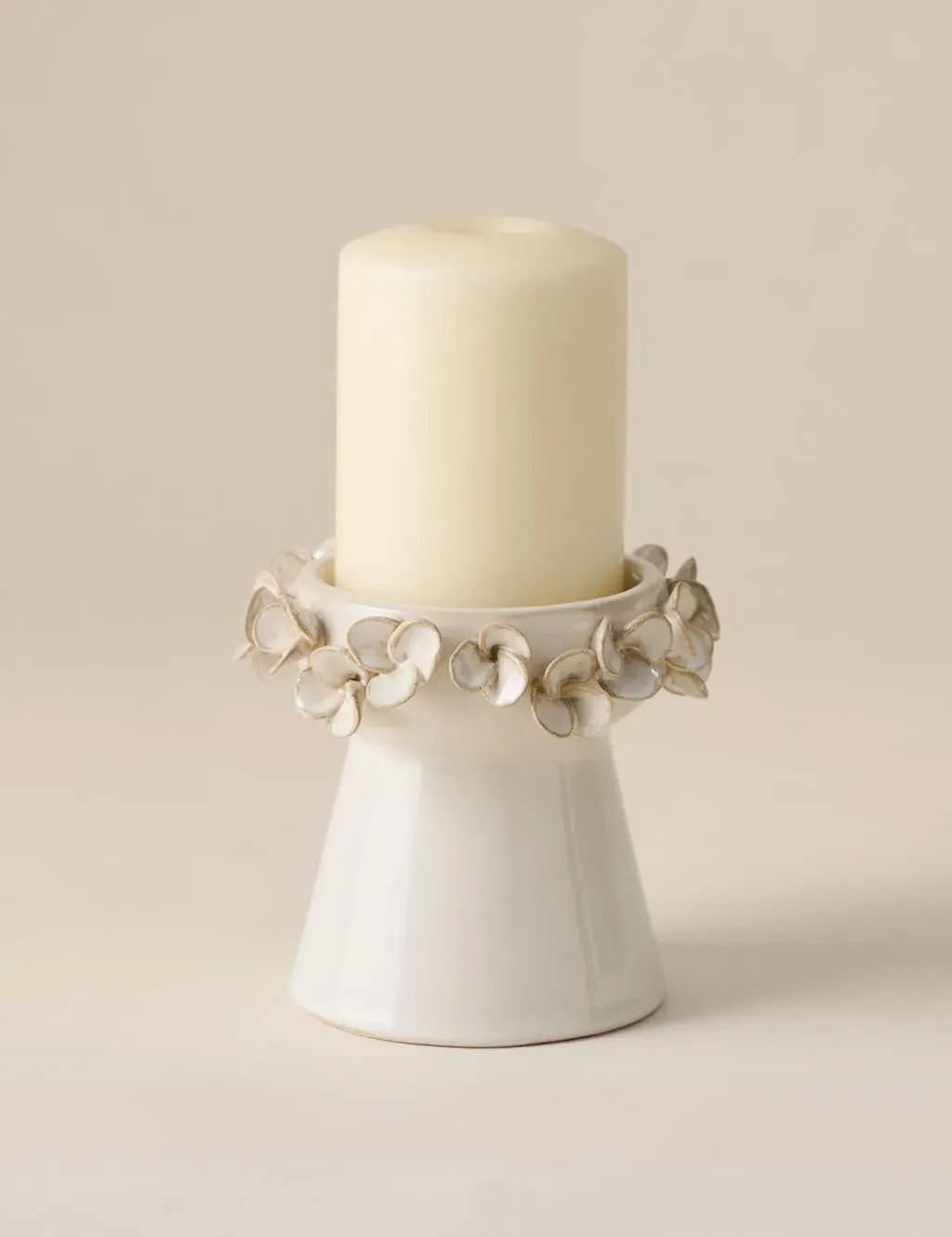 Petal Ceramic Pillar Candle Holder - Soft White product