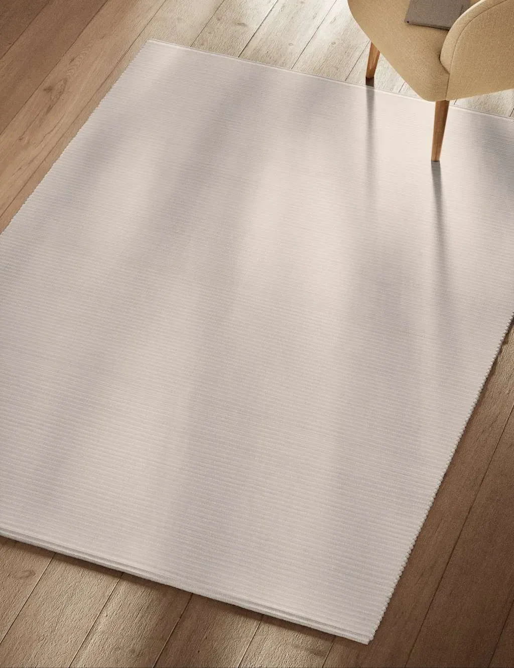 Plain Ribbed Rectangle Rug - Ecru product