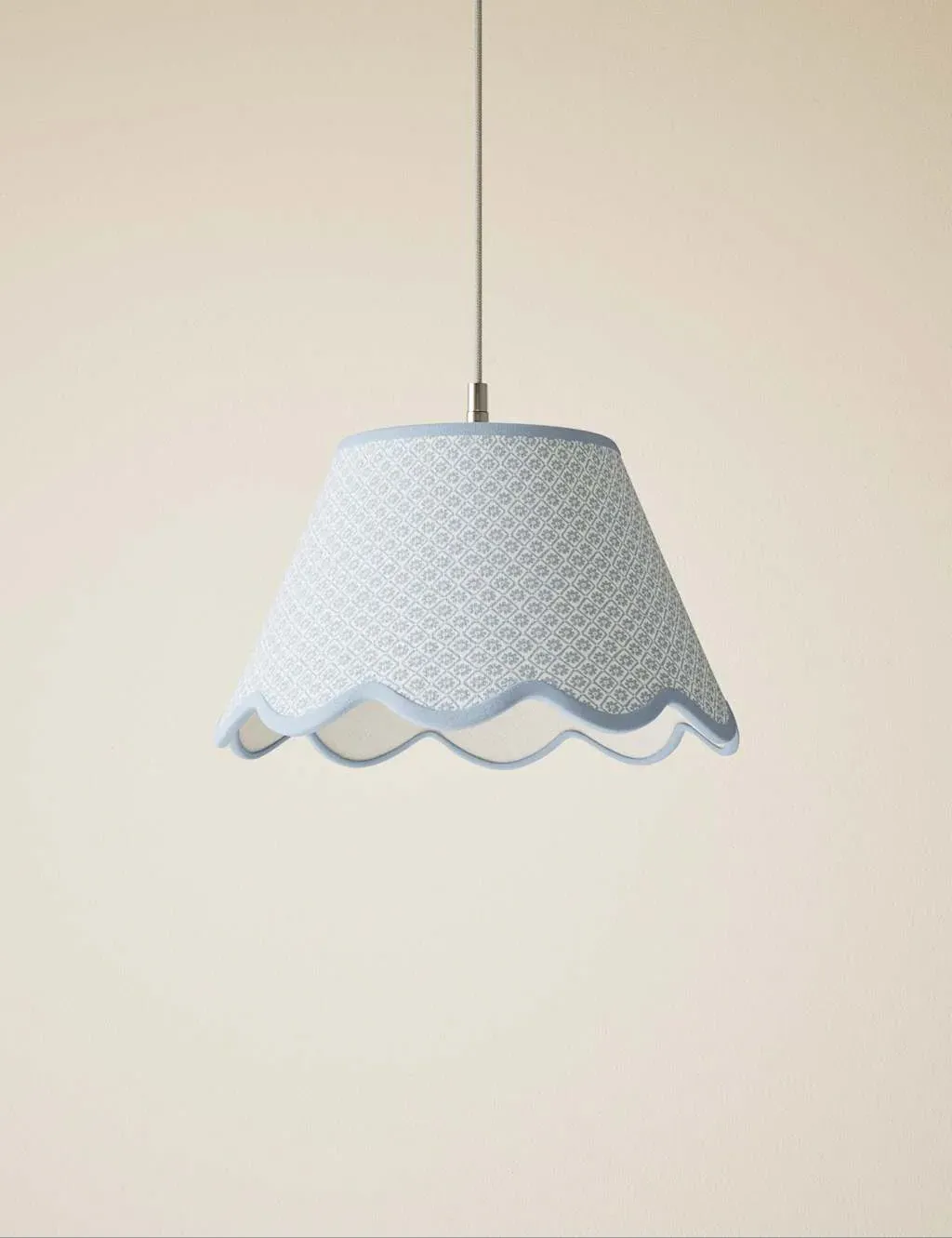 Printed Scallop Trim Large Lamp Shade - Blue product
