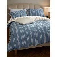 Pure Brushed Cotton Stripe Bedding Set - Slate Blue alternate view