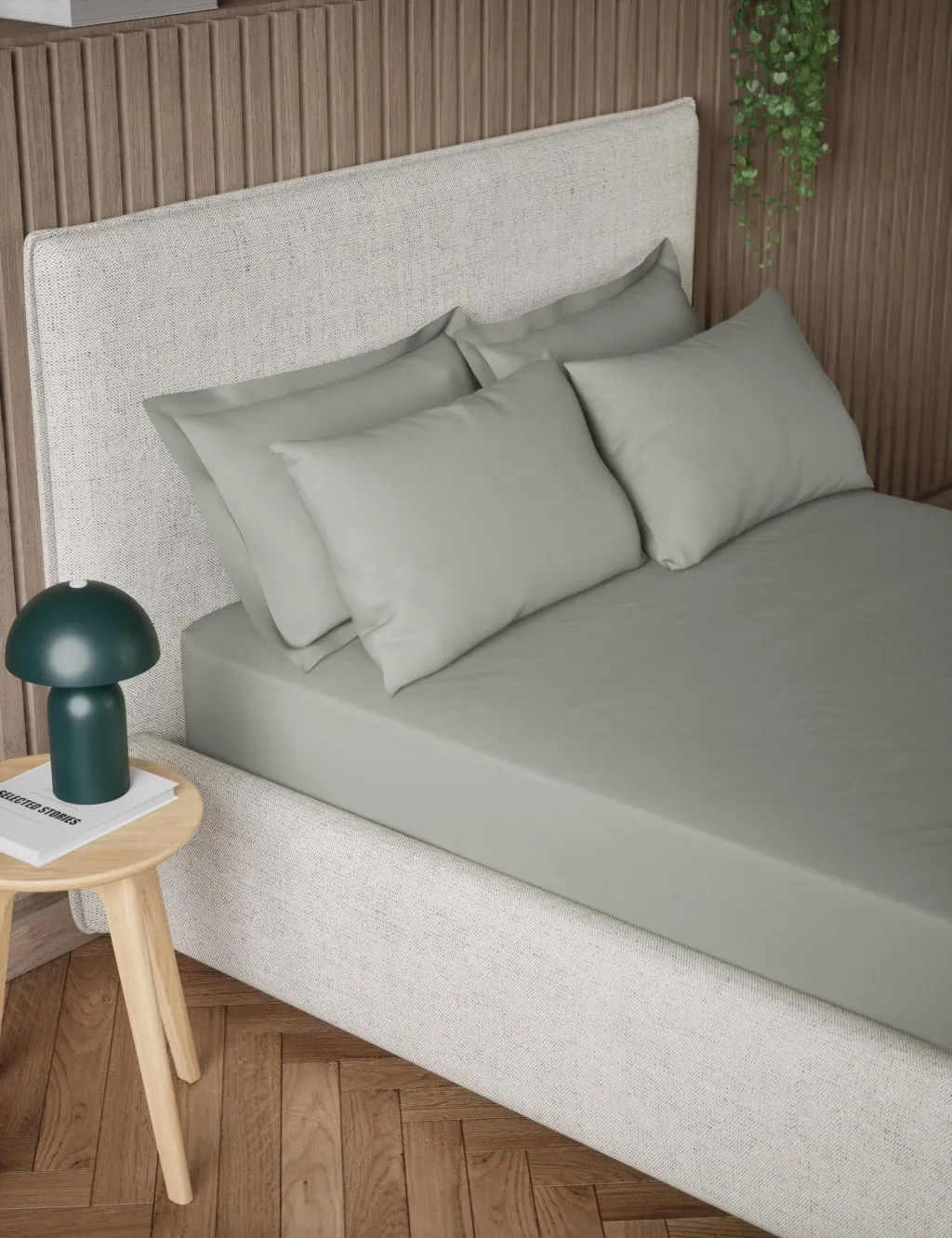 Pure Cotton 300 Thread Count Extra Deep Fitted Sheet - Light Grey product