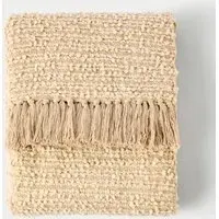 Pure Cotton Bouclé Throw - Neutral alternate view