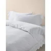 Pure Cotton Broderie Scalloped Edge Bedding Set - White alternate view