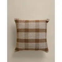 Pure Cotton Checked Textured Scatter Cushion - Caramel alternate view