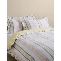 Pure Cotton Contrast Stripe Bedding Set - Green Mix alternate view