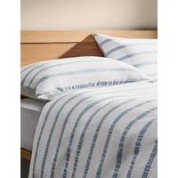 Pure Cotton Contrast Striped Waffle Bedding Set - Blue Mix alternate view