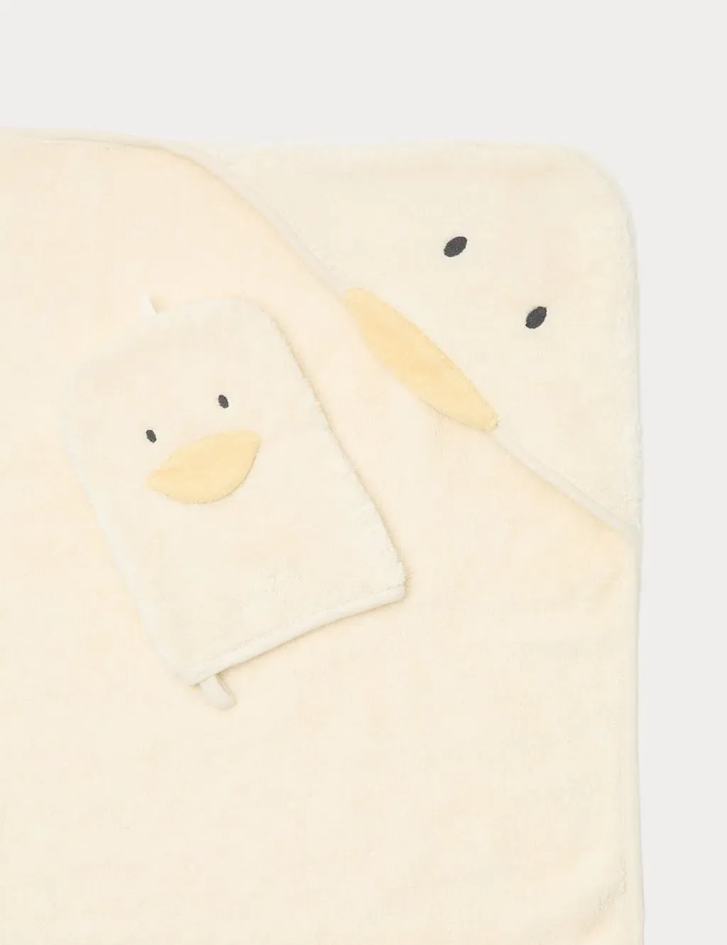 Pure Cotton Duck Hooded Towel and Mitt Set - Yellow product