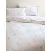 Pure Cotton Embroidered Sprig Bedding Set - White alternate view
