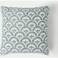 Pure Cotton Fan Jacquard Cushion - Blue Mix alternate view