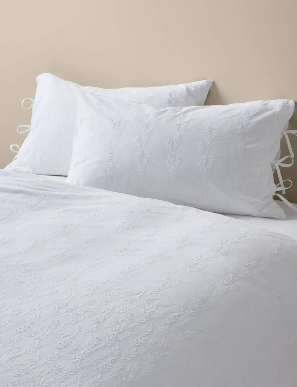 Pure Cotton Fleurine Embroidered Bedding Set - White product