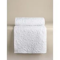 Pure Cotton Floral Bedspread - White alternate view
