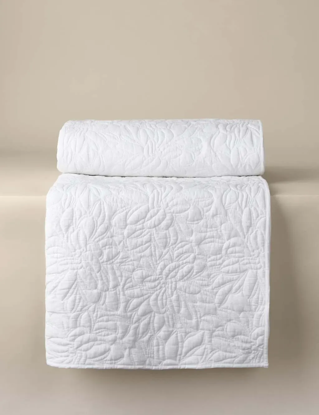Pure Cotton Floral Bedspread - White product