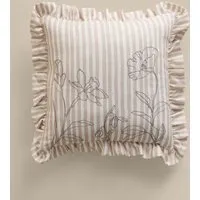 Pure Cotton Floral Embroidered Scatter Cushion - Natural Mix alternate view