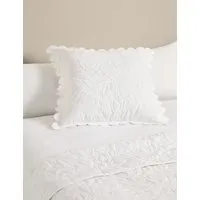 Pure Cotton Floral Large Decorative Cushion - White alternate view