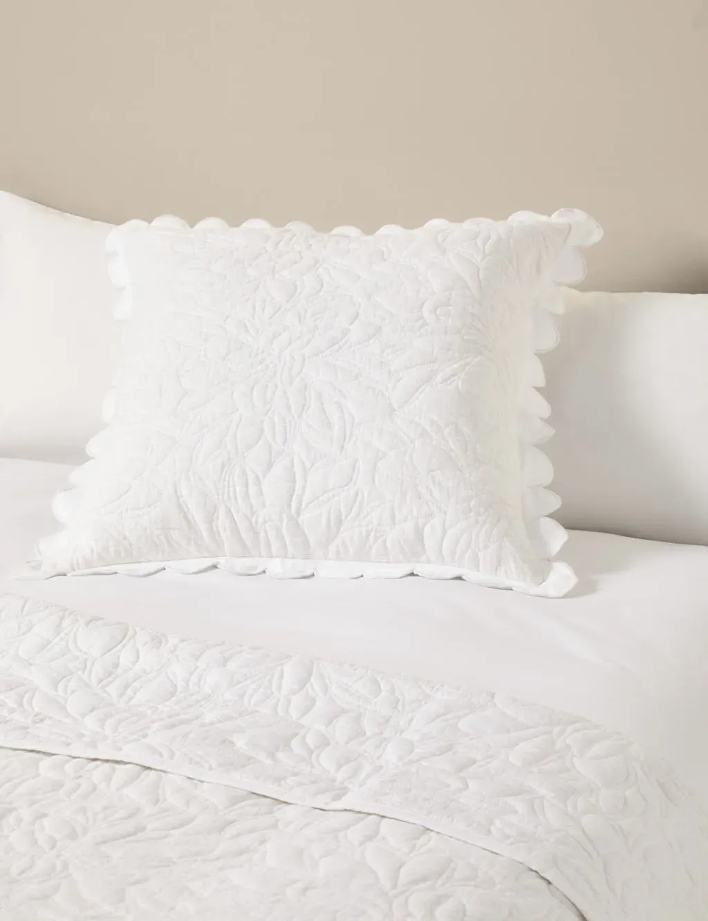 Pure Cotton Floral Large Decorative Cushion - White product