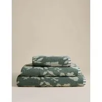 Pure Cotton Floral Towel - Smokey Green alternate view