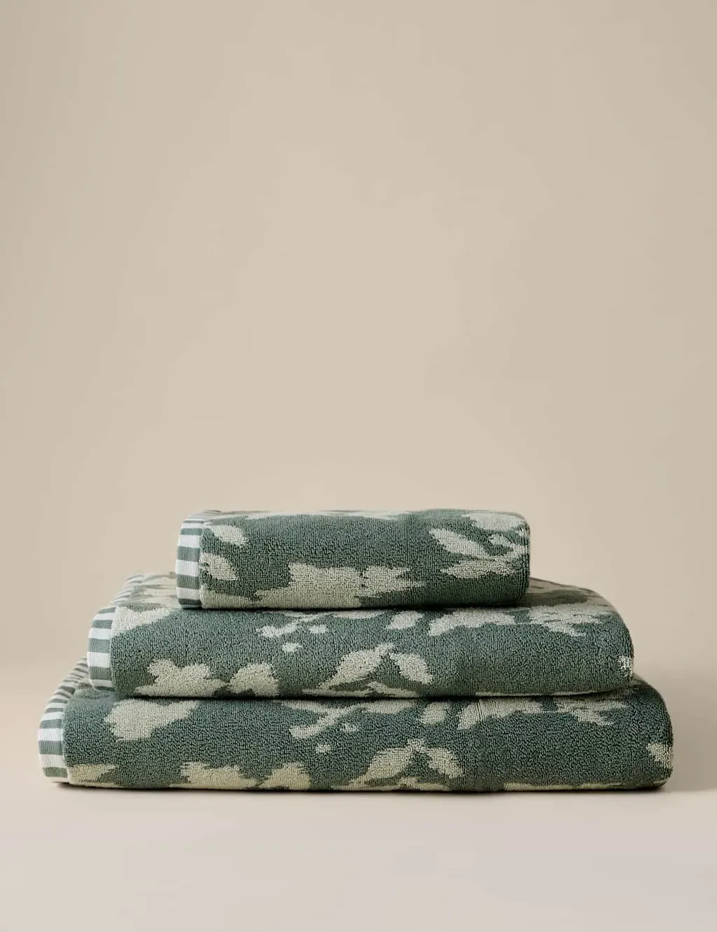 Pure Cotton Floral Towel - Smokey Green product