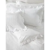 Pure Cotton French Ruffle Embroidery Bedding Set - White alternate view