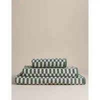 Pure Cotton Geometric Check Towel - Smokey Green alternate view