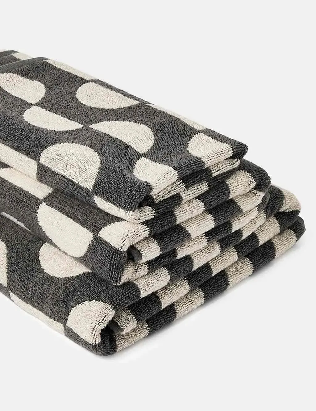 Pure Cotton Geometric Semi Circle Towel - Neutral product