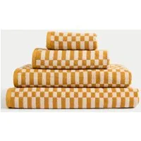 Pure Cotton Geometric Towel - Dark Ochre alternate view