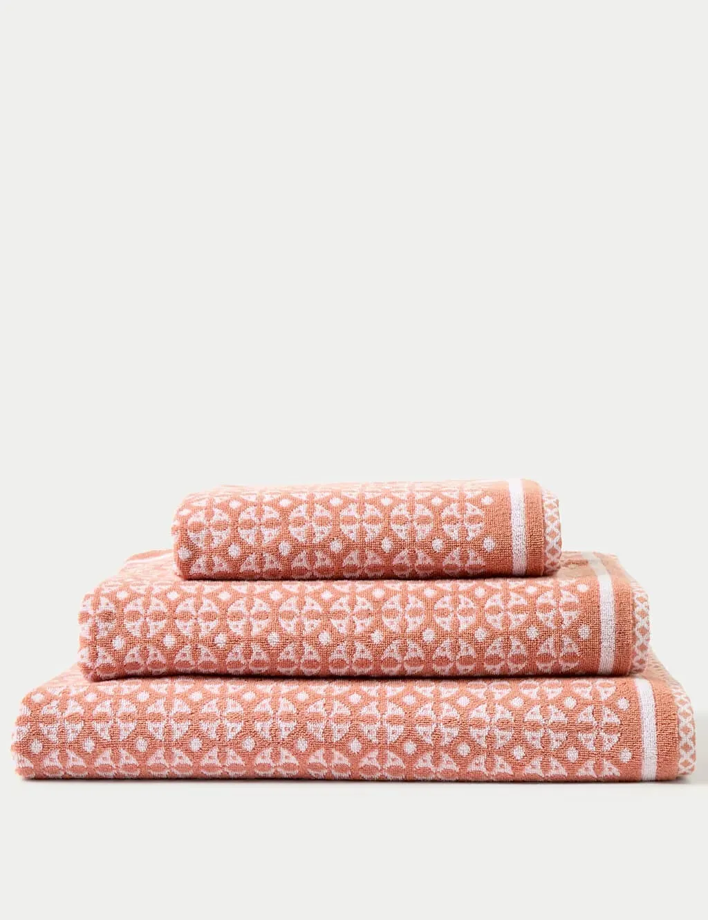 Pure Cotton Geometric Towel - Dusty Pink product