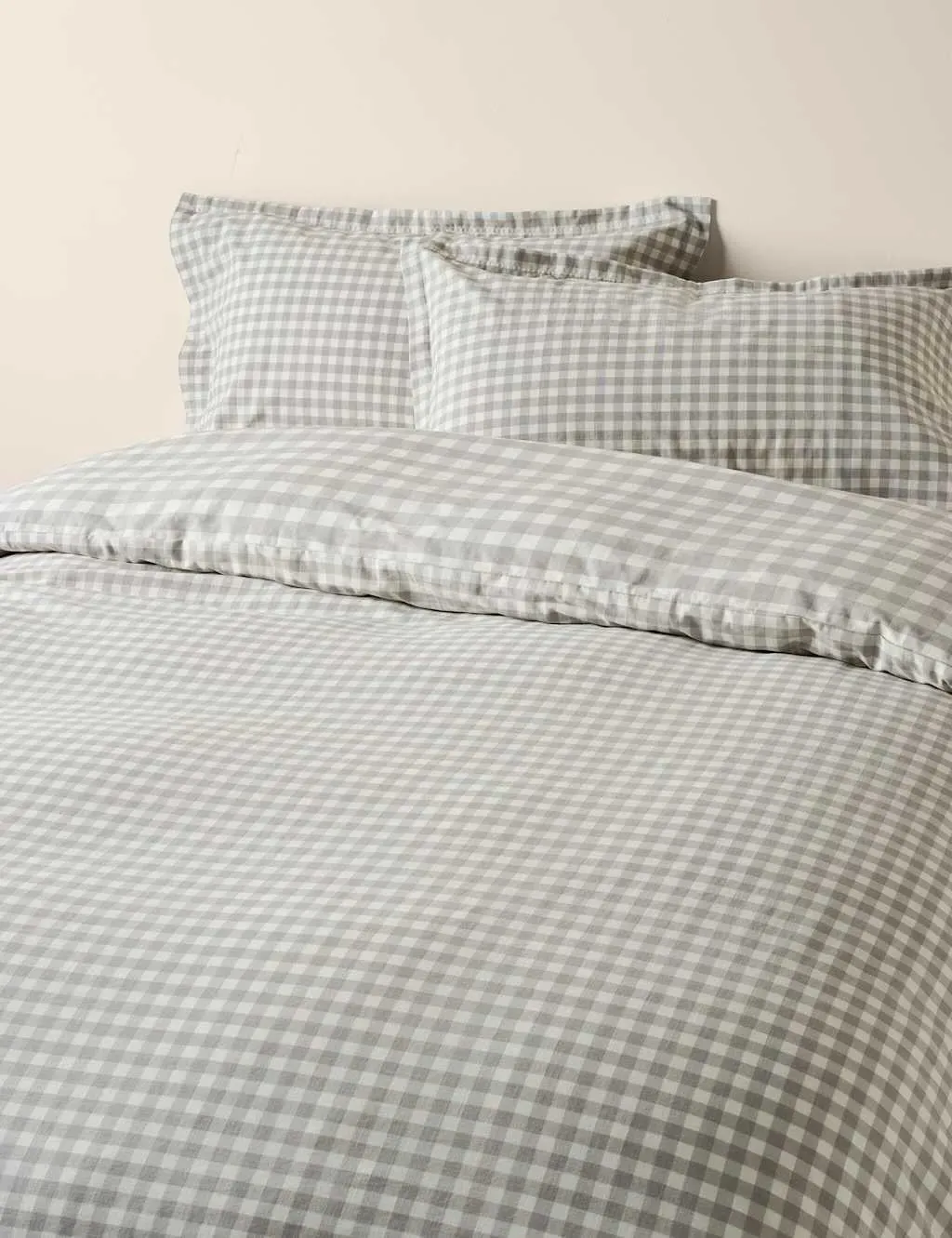 Pure Cotton Gingham Reversible Bedding Set - Marble product