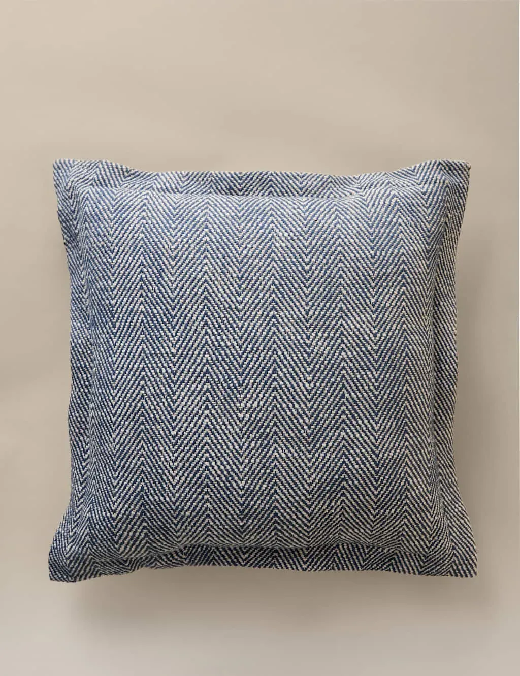 Pure Cotton Herringbone Square Cushion - Slate Blue product