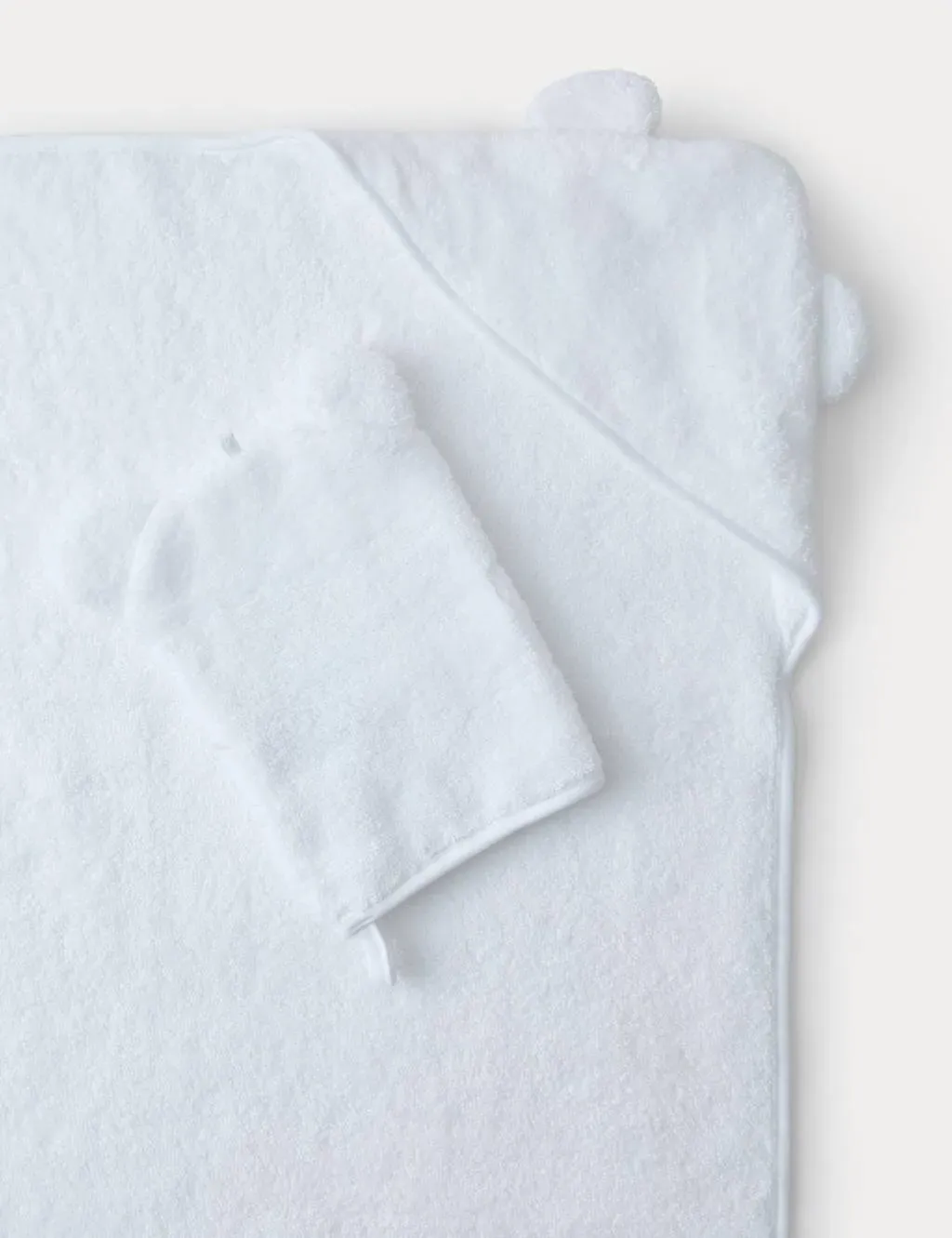 Pure Cotton Hooded Towel with Mitts - White product